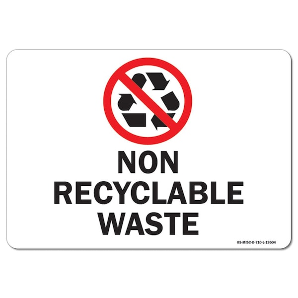 OSHA, 3.5" Height, Decal, 5" x 3.5", Landscape, PK10, Non Recyclable Waste with Graphic